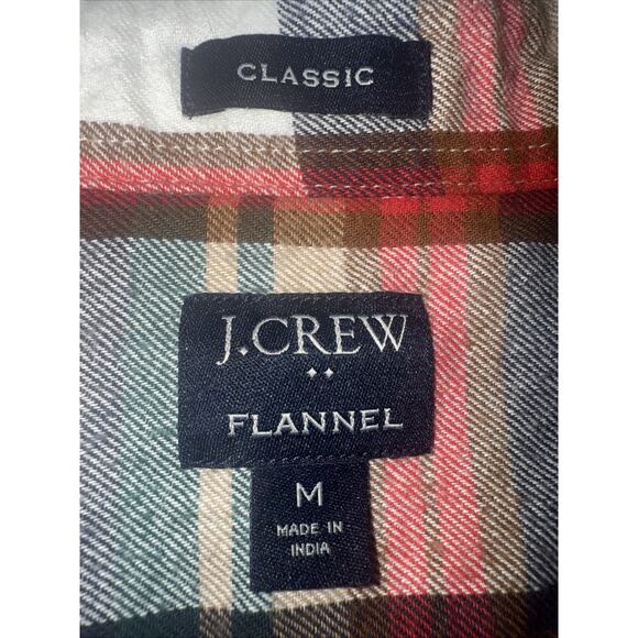 J Crew Men's Classic Fit Plaid Flannel Shirt Men's M Ivory Multi Plaid - Picture 4 of 6